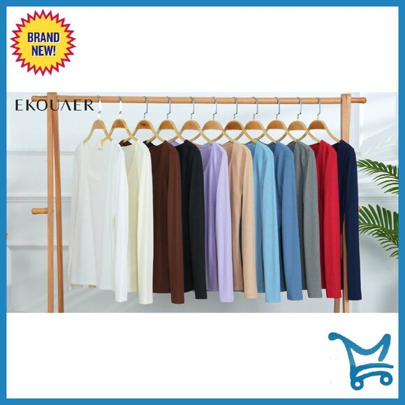 3 Pack Long Sleeve Ribbed Thermal Tops Slim Fit Basic Undershirts XS-XXL - Picture 7 of 8